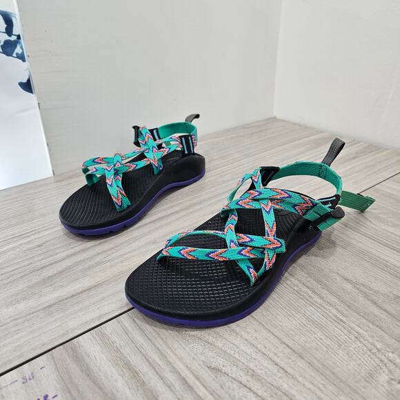 Chaco Kids ZX1 Ecotread Sandals Mint Leaf Kids US 3 Green Purple Outdoors Hike - Picture 1 of 10